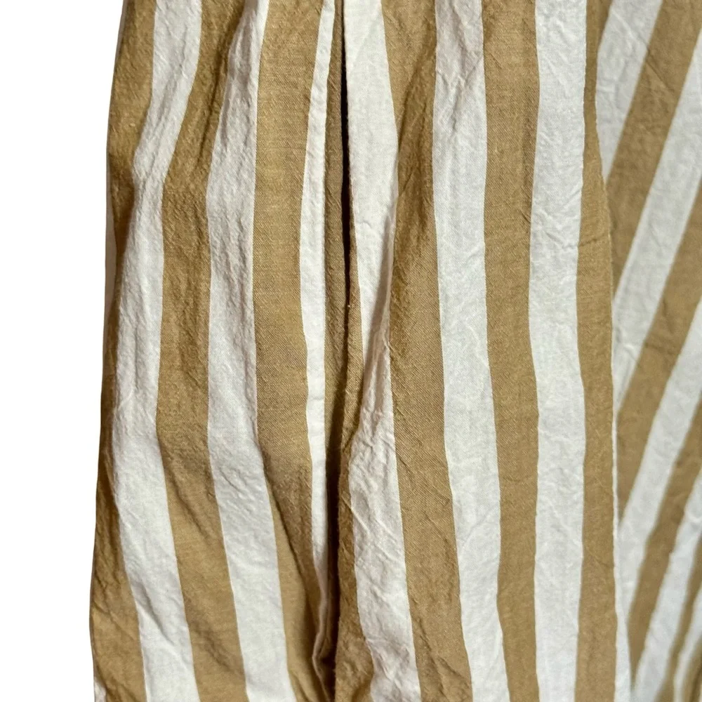 Madewell Collared Button Front Mini Tan Striped Cotton Poplin Shirt Dress XS - Picture 9 of 15